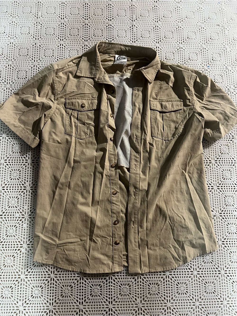 Men's Short-Sleeve Casual Button-Down Shirt - Khaki